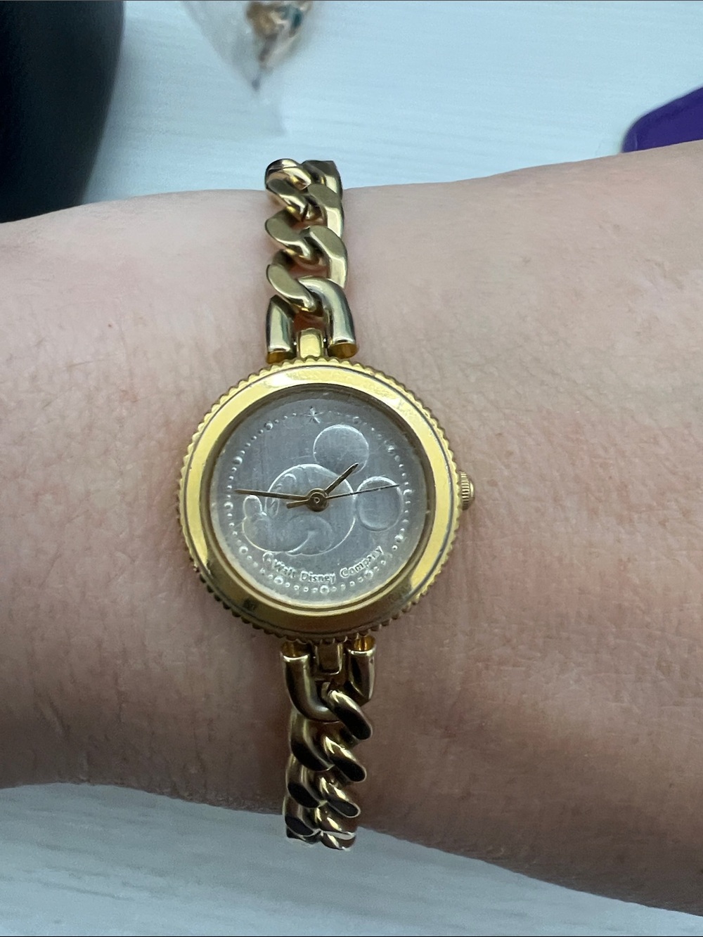 Disney Gold and Silver Mickey Mouse Coin Dial Bracelet Watch